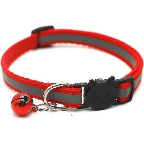 Collier de sécurité pour chaton avec clochette réfléchissante à ouverture rapide et réglable