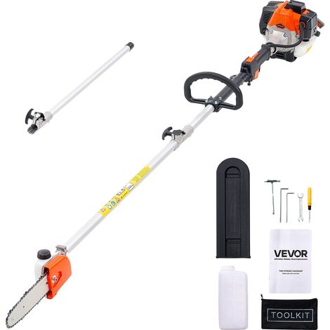 Motosierra de pértiga a gasolina VEVOR, 52 cc, 2 tiempos, barra de 35,6 cm, depósito de 850 ml, extensible de 2,2 a 2,94 m, 25 cc-2,74 m (1/2)