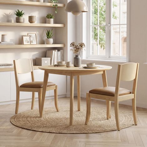 Wahson Lot de 2 Chaise de Salle à Manger en Cuir PU, Chaises de Cuisine avec Structure en Bois, Chaise Bois à Manger sans Accoudoirs, Marron (1/5)