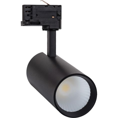 Faretto LED Binario Trifase 30W Bertha Nero Selezionabile (Caldo-Naturale-Freddo)