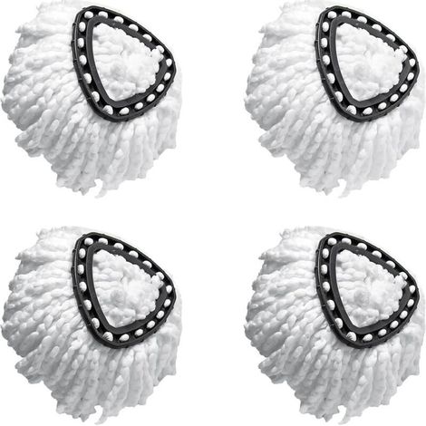 Lot De 4 Têtes De Vadrouille Compatible Vileda EasyWring Et Clean Turbo Classic Rechange 2 En 1 Blanc (1/4)