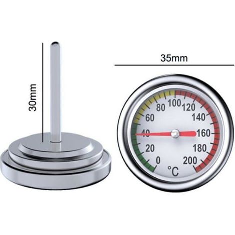 Thermomètre Bimétallique - Four Barbecue Fumoir - Échelle Colorée 0 À 400 °C - Montage Trou 10 Mm - 1 Pièce (1/2)