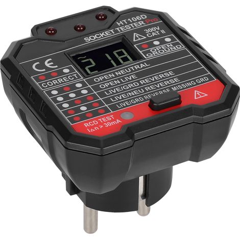 HT106D Testeur de Prise Électrique Numérique Détecteur de Phase Portable Contrôleur de Polarité Prise EU 110-220V (1/5)