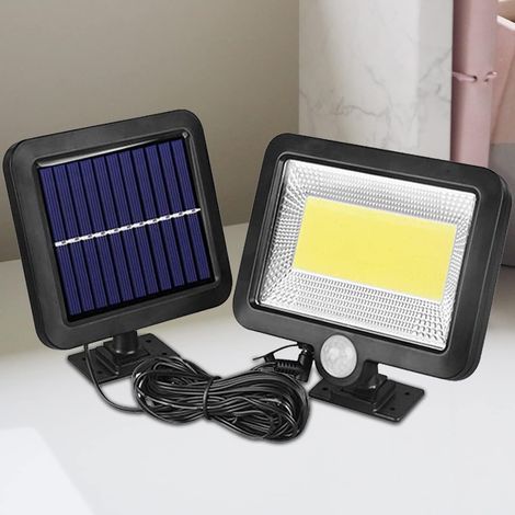 [JAMAIS UTILISÉ]Projecteur solaire avec 100 LED, lampes solaires XVZ avec détecteur de mouvement, IP65 étanche, applique murale de terrasse solaire avec câble de 16,5 pieds [Classe énergétique A +++] (1/5)