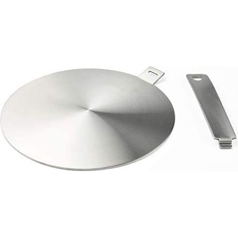 Adaptateur à induction, disque convertisseur pour plaque de cuisson à induction, plaque de diffusion de chaleur avec poignée et base séparables 20 cm (1/4)
