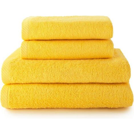 Plafonnier Cristal Lot de 4 Serviettes - 2 Bain Et 2 Toilette - 100% Coton Peigné - 400g/m² - Absorbant - Citron LEGGING SEXY (1/4)