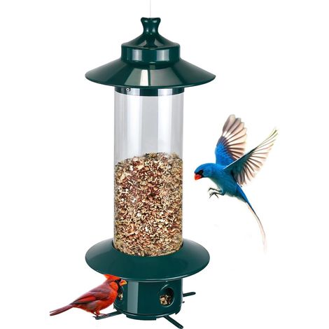 Mangiatoia per Uccelli da Esterno: Mangiatoia per Uccelli a Prova di Scoiattolo, Mangiatoia per Uccelli Selvatici a Prova di Scoiattolo con Senso di Gravità per Cincia Cardinale, Mangiatoia per Uccell (1/5)