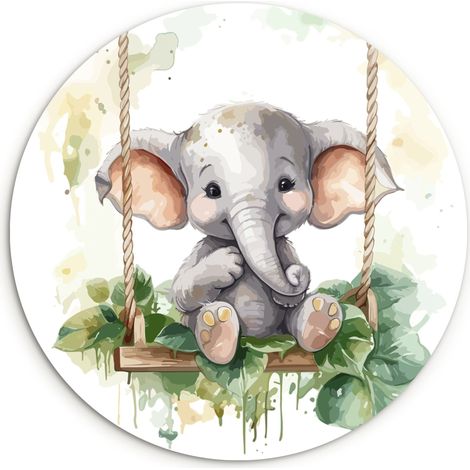 LE TABLEAU Éléphant - Animal - Enfants - Jungle Tableau Décoration Murale 30x30 cm (1/5)