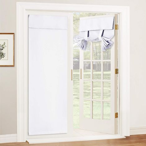 Rideau auto-adhésif Velcro, isolation thermique, porte et fenêtre en verre, rideau de porte occultant, 26 "l x 68" L, blanc (1/5)