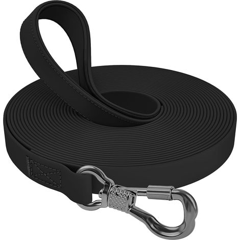 Dog Lead,10M Waterproof Training Lead for Dogs, Dog Lead with Locking Carabiner, Heavy Duty Lead for Small, Medium and Large Dogs, Black (1/5)