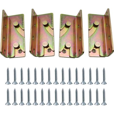 4 Pack Bed Rail Bracket, Bed Hinge Fixing Connector with 30 Screws for Hanging Bed Rail Bed Frame Bed Corner Furniture (1/5)
