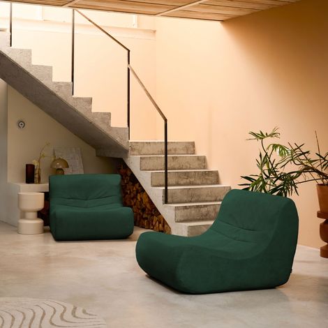 Fauteuil chauffeuse en velours style contemporain 2 places vert (1/5)