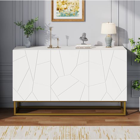Aparador mueble almacenaje 130 cm blanco brillo OKMYHOME (1/5)