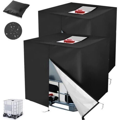 Bâche Couverture Réservoir IBC pour Conteneur IBC 1000L, 2 Pièces 210D 116 x 100 x 120 cm Bâche de Réservoir d'eau Anti-UV Anti-Pluie ( noir ) (1/5)