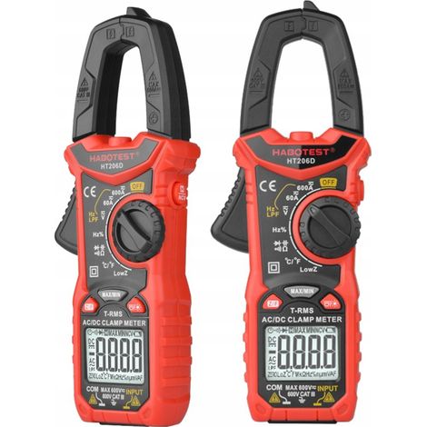 Multimètre, pince ampèremétrique, thermocouple, écran LCD, lampe torche LED, piles, étui (1/5)