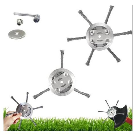 Tête de coupe-bordures en fil d'acier de 15 à 2 cm (6 pouces) avec adaptateur - Pièces de rechange compatibles avec les coupe-bordures à fil d'acier - Têtes à 3 et 6 lames (1/5)