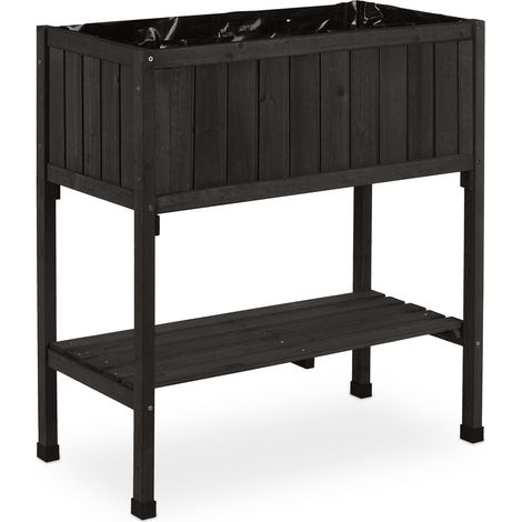 Porte-potager surélevé pour terrasse balcon jardin 80 x 74 x 38 cm avec étagère ergonomique en sapin naturel (1/5)