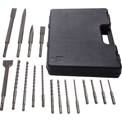 17pcs SDS Plus Rotary Hammer Drill and Chisel Metric Bit Set Multiple Head Types (1/5)
