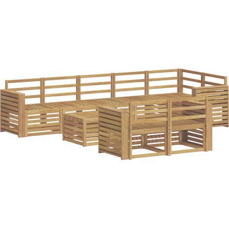 Outdoor Sofa Set 9 pcs White Solid Acacia Wood vidaXL (1/5)