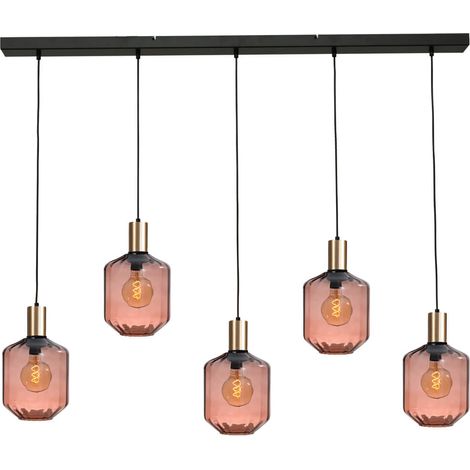 Lampe suspendue 5 lumières - dorée - Porto avec lunettes rouges Jagger - Ø 24cm - 2711-05-02-130-5-9 (1/3)