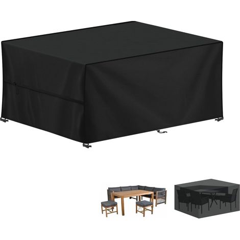 Housse Table Jardin, 420D Oxford Bâche Table de Jardin Imperméable Bache de Protection Exterieur Salon de Jardin, Housse pour Mobilier de Jardin, Ensembles de Table et de Canapé, 170x100x75cm (1/5)