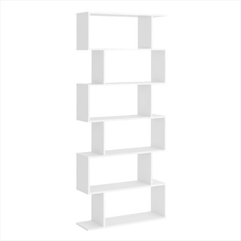 Bibliothèque Meuble étagère en zigzag blanc 6 niches 80 x 23 x (1/5)