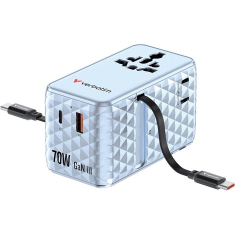 Reiseadapter Verbatim Charge 'n' Travel 70W kompakt einziehbar (1/3)