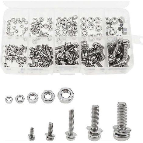 Kit d'assortiment de 160 vis à tête cruciforme, écrous et rondelles en acier inoxydable (M2, M2.5, M3, M4, M5) (1/5)