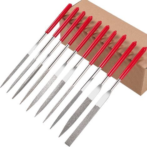 Diamantfeilensatz, 10-teilig, rund, flach, dreieckig und quadratisch, perfekt zum Feinpolieren von Miniaturmodellen. (1/5)