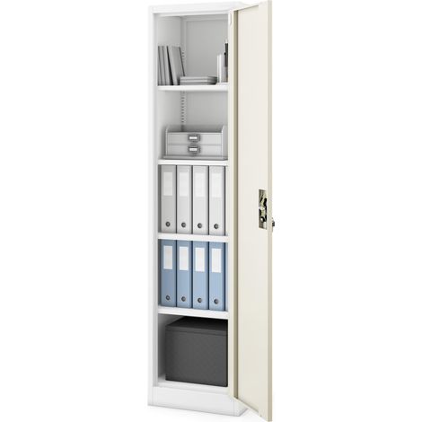 Armoire Bureau Métal Étroite 4 Étagères Verrouillable 185x45x40cm (1/5)