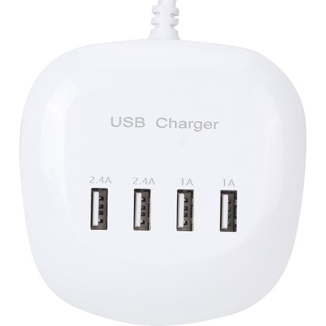 Chargeur USB 4 ports pour la maison et le bureau, chargeur universel intelligent pour téléphone portable, 2,4 A, 100-240 V, prise européenne (1/5)