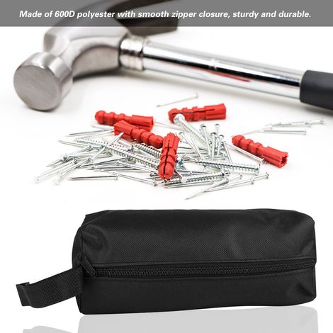 Sac à outils multifonctionnel en toile avec fermeture éclair, pochette pour pinces, vis et outils de réparation. (1/5)