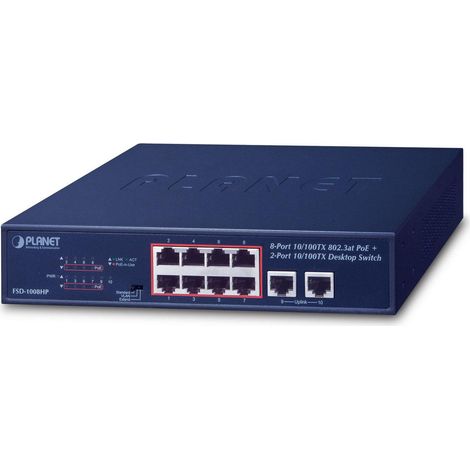 PLANET Technology Planet FSD-1008HP switch 10 10P 10/100 dont 8 poe+ 120W