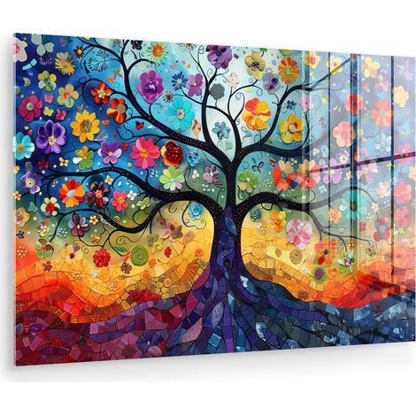 QUADRO IN PLEXIGLASS Arte - Albero della vita - Fiori - Hippie 60x40 cm (1/5)
