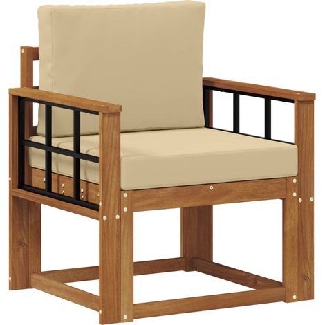 vidaXL Sofá de exterior Madera de Acacia Sólida y Poliéster Natural (1/2)