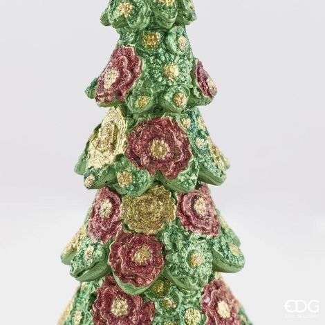 EDG Enzo De Gasperi Pino Decoglitter Verde Rosso H36 Ø11 cm – Decorazione di Natale (1/3)