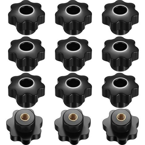 12 - Vis Étoilée - Écrou Papillon - Filetage M8 - Bakélite Et Cuivre - Résistant À La Corrosion - Pour Mobilier Et Machine Outil - Noir - 3,8cm (1/5)