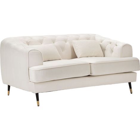 Divanetto 2 Posti Praga 146x71x86 cm in Poliestere Crema/Oro (1/5)