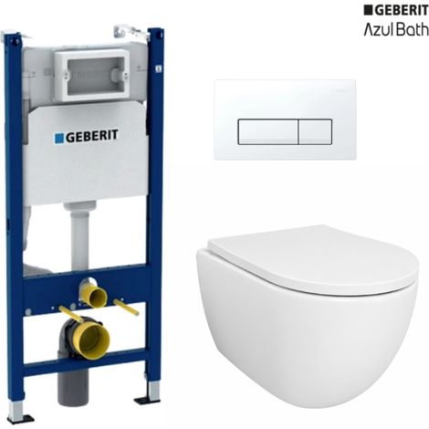 Pack cisterna Geberit Duofix UP100 con pulsador Delta 50 Blanco Alpino y WC suspendido Swiss 53 cm Tornado y soft-close
