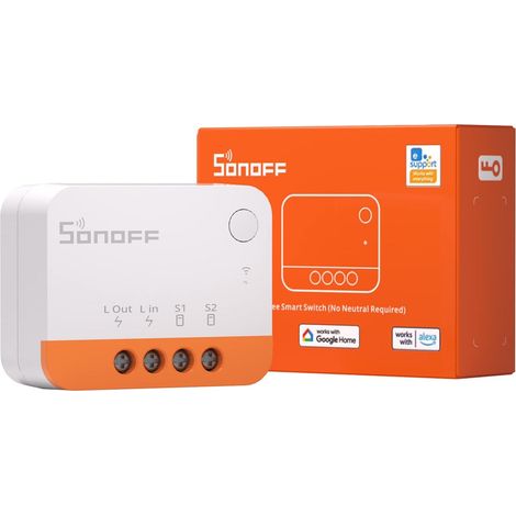 SONOFF ZBMINIL2 ZigBee Funkschalter (kein Neutralleiter erforderlich), 2-Wege-ZigBee-Smart-Schalter, kompatibel mit Alexa, Google Home und Home Assistant, ZigBee 3.0 Gateway-Hub erforderlich, 6 A/1440