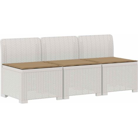 Maison Exclusive - 3-Sitzer Garten Sofa mit Kissen Rattan-Look PP (1/5)