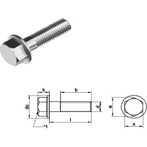 M8 x 30 mm Hexagon Head Bolt with Flange (No serration) Din 6921 - T304 (A2) Stainless Steel