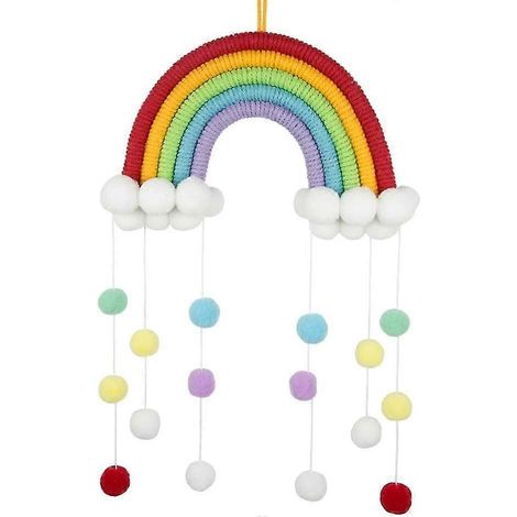Tapisserie murale en macramé arc-en-ciel, tapisserie murale pour chambre d'enfant, décoration murale en macramé, tapisserie arc-en-ciel pour chambre à coucher, macramé tressé à 7 brins (1/5)