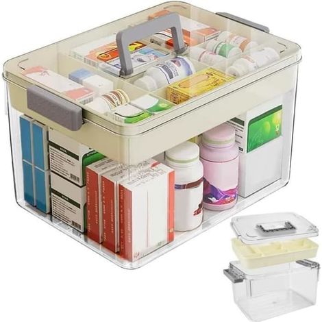 Armoire à pharmacie, armoire à pharmacie, organisateur de premiers soins, armoire à pharmacie portable avec poignée, boîte de rangement (1/4)