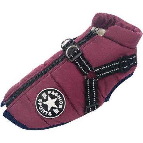 Vtizikl Manteau imperméable pour chien – Rembourré en coton chaud – Conception harnais pour confort – Tailles S à 2XL