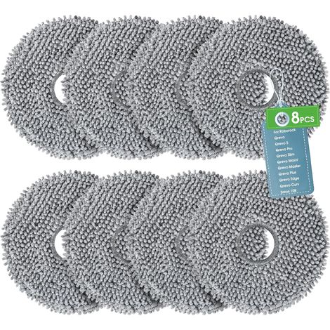 8 Serpillière Microfibre Lavable Compatible Roborock Qrevo Saros Pour Sol Parquet (1/5)