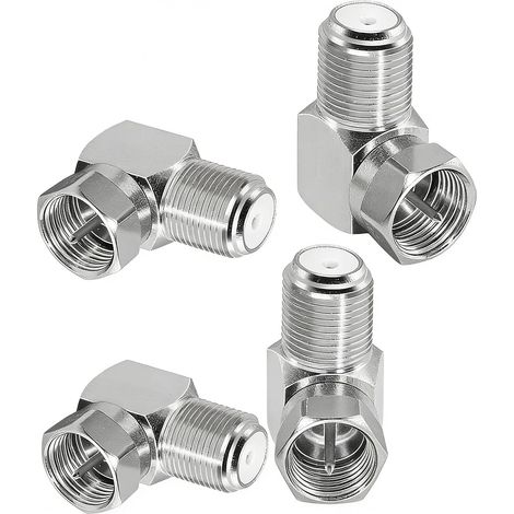4 Pièces Adaptateur F Coudé 90°, Connecteur F Mâle Femelle pour Câble Satellite, Raccord Antenne TV Gain de Place, Adaptateur Câble Satellitaire pour Récepteur (1/5)