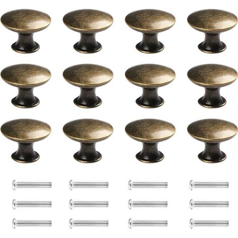 Ensemble de 12 boutons de tiroir en laiton antique, 30 mm de diamètre, pour tiroirs de meubles (bronze vert) (1/5)
