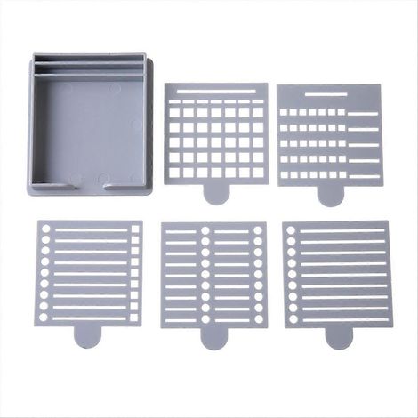Gabarit pour notes adhésives, distributeur de notes adhésives, organiseur de notes réutilisable, distributeur de blocs-notes adhésifs avec pochoir gris (1/5)