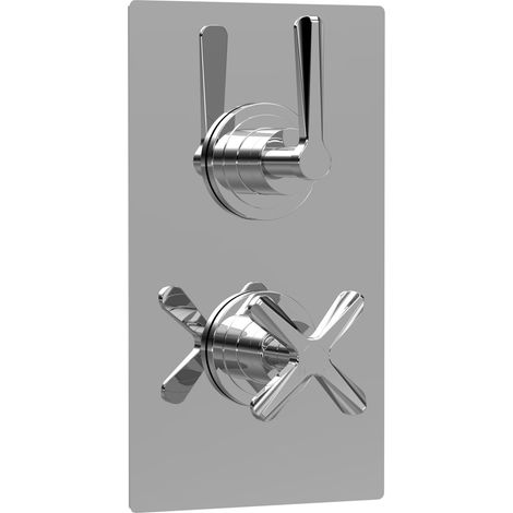 Levedale Twin Concealed Crosshead Thermostatic Shower Valve with Diverter (2 Outlets) - Chrome - Balterley